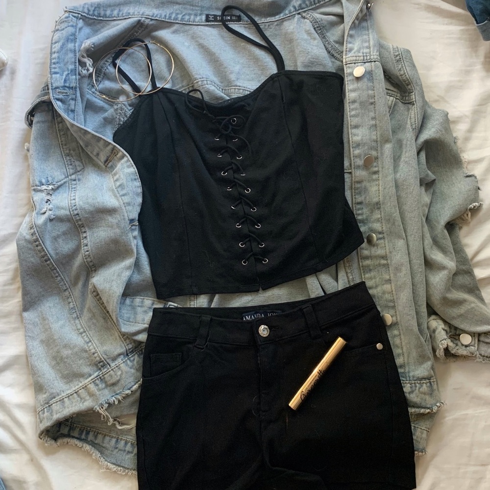 Lace up crop top